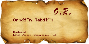 Orbán Rabán névjegykártya